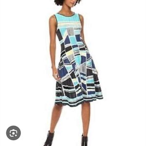 NWT NIC+ZOE Blue and Black Colorblock Midi Dress Size 1X